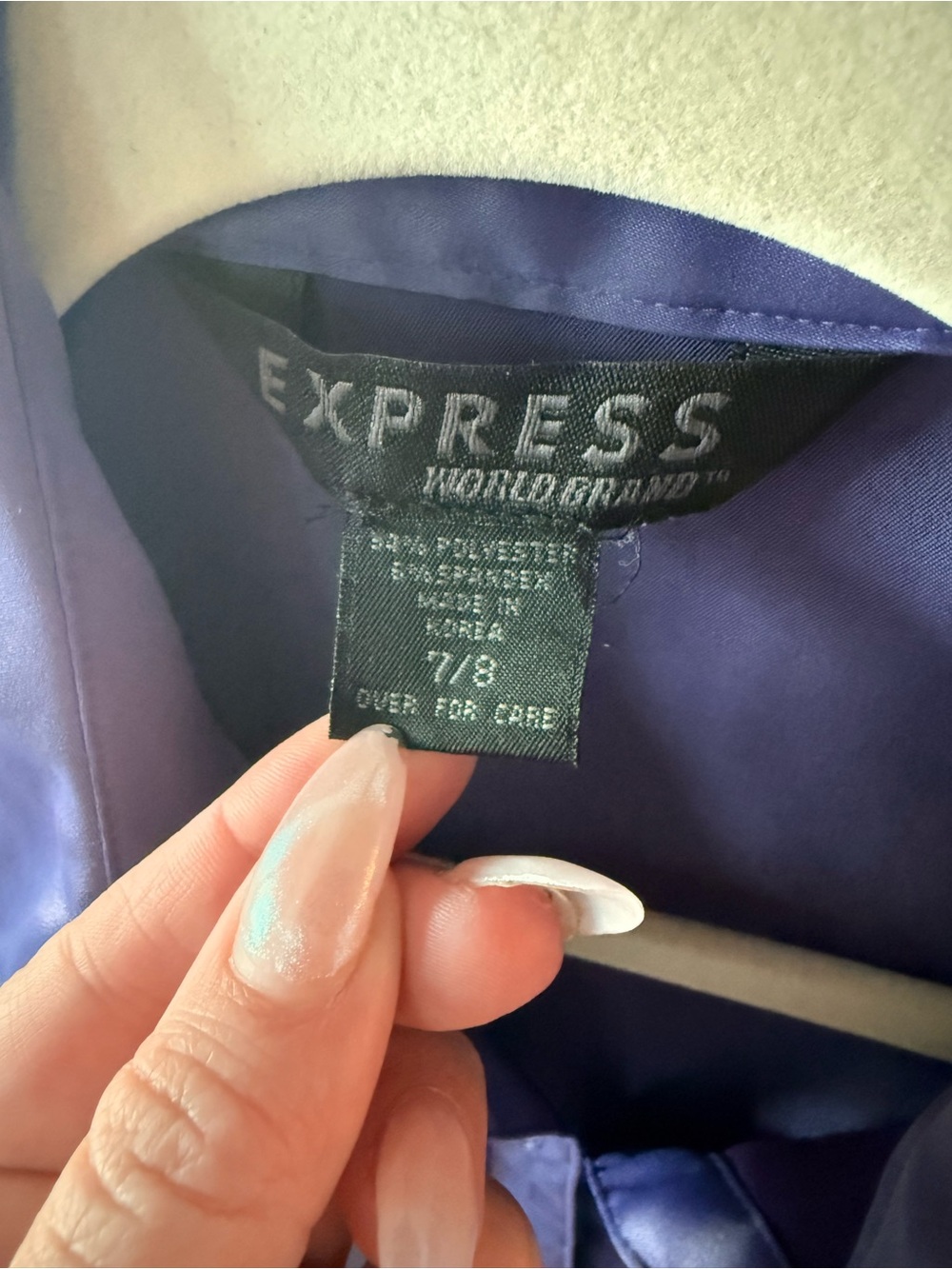 Express Y2K Purple Colorblock Satin Button-Down Shirt - Picture 3 of 5